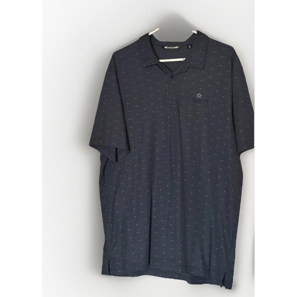 Travis Mathew‎ Polo Shirt Mens XXL Navy Golf Dot Print Cowboys Logo Pima Cotton